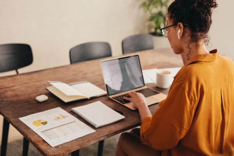 Businesswoman working remotely from home
